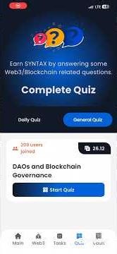 Syntax Verse General Quiz Today Answer | DAOs and Blockchain Governance