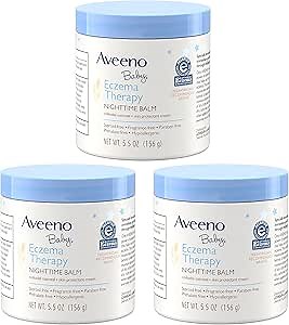 Aveeno Baby Eczema Therapy Nighttime Balm, with natural Colloidal Oatmeal and Dimethicone for Dry Skin and Baby Eczema Relief, 5.5 oz (Pack of 3)
