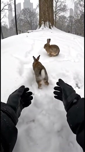 Baby Rabbit Crying in Net 😢 | Man’s Emotional Snow Rescue ❄️🐰
