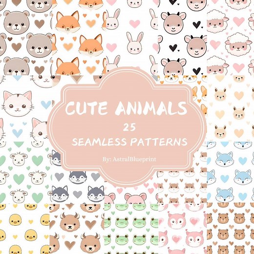 Cute Animals Seamless Pattern – Perfect for Crafting, Clothing, Home Decor and More - Etsy