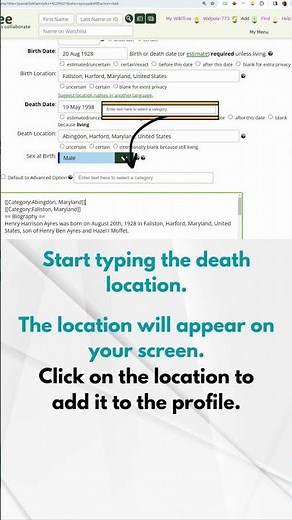 #WikiTree Add Categories