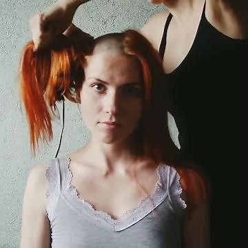 Redhead girl headshave (HD remaster and slow-mo edit)