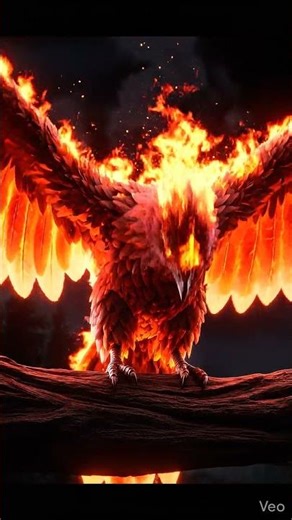 A bird perched in tree branch,its entire body glowing as if engulfed in flames . #Engulfed#Flaming