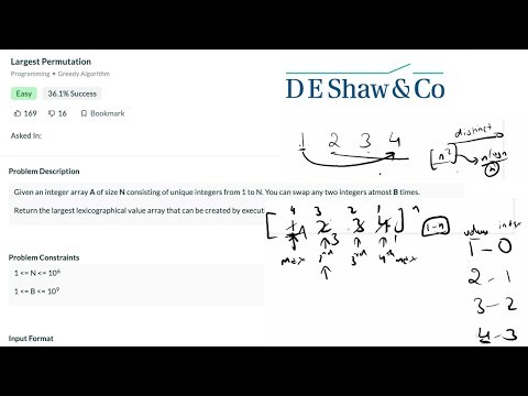 15.3 Largest Permutation (Greedy Algorithm)-Interviewbit #backtracking#interview#recursion