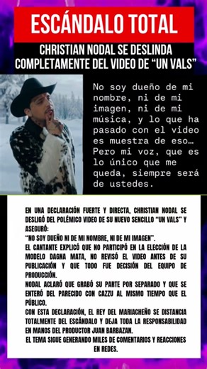 Christian Nodal se deslinda de la producción de Un Vals #christiannodal #nodal #angelaaguilar #viral