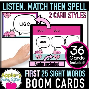 FIRST 25 Sight Words - Listen, Match & Type BOOM CARDS