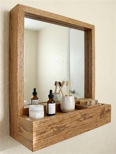 Storage Mirror Plan, Bathroom Wall Decor, Modern Vanity Mirror With Storage Shelf, Woodworking Plans, Build Plans, Instant PDF Download - Etsy