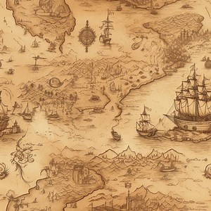 Treasure Map V1: Stunning Seamless Tile Art - Perfect for Backgrounds and Graphic Design - Digital Wallpaper Pattern Download Pirate Secrets - Etsy