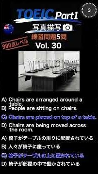 【TOEIC】Part1 写真描写問題 練習問題５問 900点レベル Vol.30