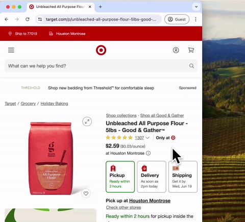 Target website only shows you the aisle numbers for products if your browser window is less than 668px wide