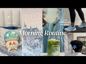 Waking up at 7am🩵 morning routine🩵 | productivity, selfcare, healthy habits & more 🫧🐚🍵🧸🩵