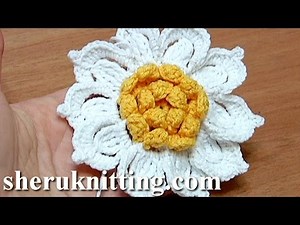 Crochet Flower with Ruffled Center and 10 Petals/ How-To CROCHET FLOWER