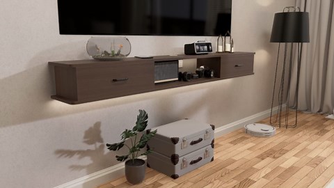 FloatiCasa 55" Floating TV Stand Wall-Mounted TV Console for TVs up to 60" Modern Entertainment Center Floating TV Shelf with 2 Doors