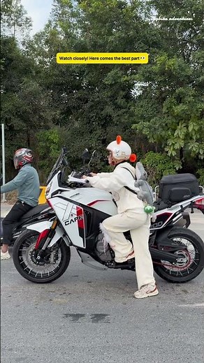 An ant riding an elephant! Tiny girl vs 660 lbs massive ADV 🐘 #girlrider #advrider #xcape1200