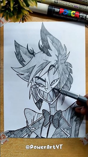 How to Draw Alastor ✨ #hazbinhotel #alastor #upsidedown