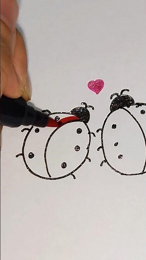 Cute Ladybugs 🐞in Love ❤️ | Easy and Colorful Drawing Tutorial#drawingideas #doodleart #doodlebug