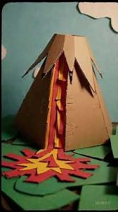 🔥🌋 Vibrant Cardboard Lava Flows from a Volcano! - Cardboard & Papercraft World 📦
