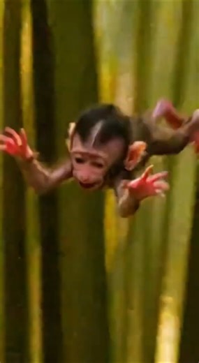 A mother macaque kicked her baby out of a towering tree