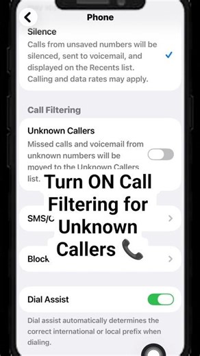 How to Turn ON Call Filtering for Unknown Callers 📞🛡️ #Shorts