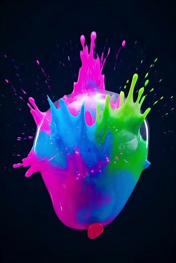 Neon Paint Balloon Explosion in Slow Motion 💥🎨 Satisfying 4K