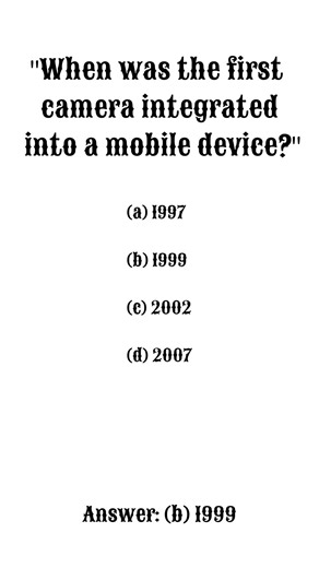 "When was the first camera integrated into a mobile device?" #education #USA