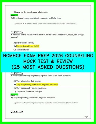 NCMHCE 2026 Mastery: 25 Essential Mock Questions and Clinical Counseling Exam Insights
