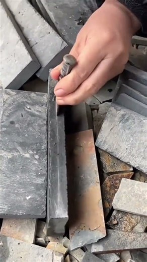 Precise Hand Chiseling Technique for Splitting Stone Tiles