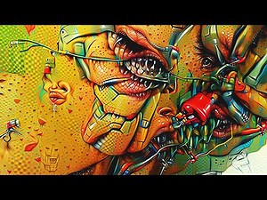 AI Generated NFT Crypto Art of Cartoon Robot Faces || VJ Loops Visuals