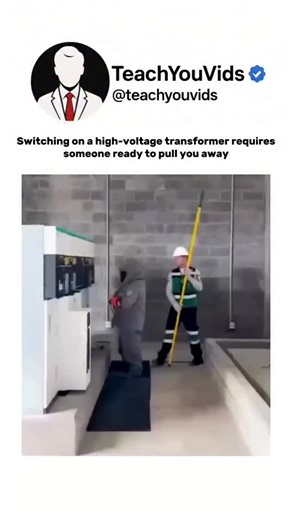 Teach You Vids on Instagram: "Switching on a high-voltage transformer is no joke ⚡. The risk of electric shock or arc flash is so high that safety protocols require another person to stand by—ready to pull you away in case something goes wrong. It’s a reminder that electricity demands respect and proper precautions. This video is for educational purposes only. DM for credit/ removal. #ElectricalSafety #HighVoltage #PowerEngineering #Transformer #SafetyFirst #STEM #Educational"