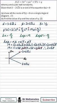 Edexcel June 2020 Core Pure Paper 1 – Question 1 | Roots of Polynomials | Mr Mathematics