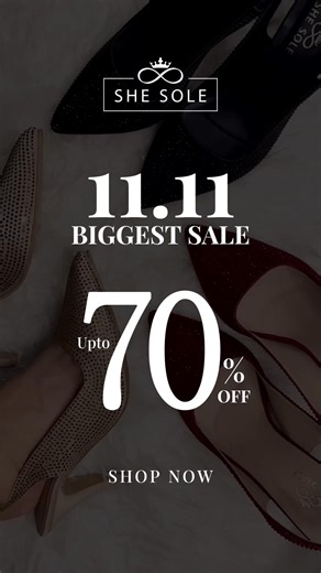 The Biggest 11.11 Sale is LIVE! 🔥 Stay stylish this winter with SHE SOLE — now Up to 70% OFF! From chic boots to comfy flats, get your favorite pairs before they’re gone! 👢💃 🚚 Free Delivery | 💸 Factory Prices | 🔁 Easy Returns Step into style this 11.11 — only with SHE SOLE! 💖 | She Sole