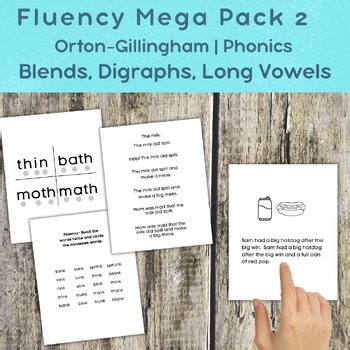 Orton-Gillingham Fluency Practice|Digraphs|Blends|Long Vowels