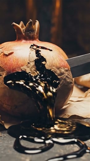 Ink-Dripping Pomegranate 🩸🍎 | Calligraphy Style Satisfying Cut