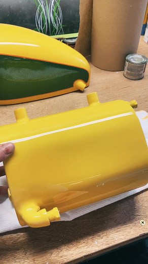 Wet sanding this oil tank I did body work on and painted!