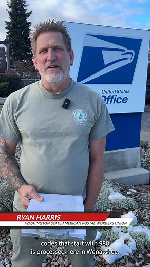 38K views · 58 reactions | The United States Postal Service is considering moving all outgoing mail processing from Wenatchee to Spokane, and that means slower service and a loss of jobs, says Washington State American Postal Workers Union President Ryan Harris. Here he explains the situation and urges Grant, Douglas and Chelan County residents to take the USPS survey and weigh in. | Source ONE News | Facebook
