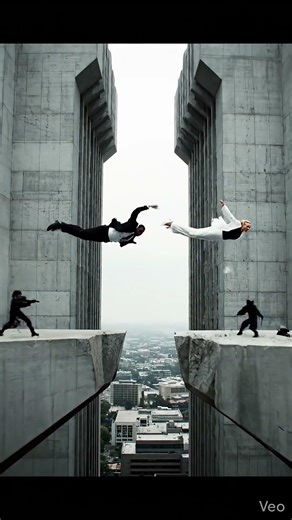 007 Like Spy Couple Fart-Jumps Brutalist Towers 💨🏢