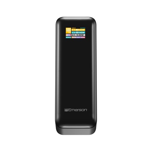 Emerson Power Bank 27,000mAh with PD 140W and Intelligent Digital TFT Display, Black - PB2712B