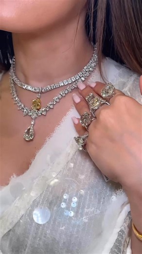 Can you ever have too many diamonds? Feeling invincible dripped in LIDA, from a handful of magnificent natural diamond rings in every shape to layers of dazzling diamond necklaces. This is exactly what my diamond dreams look like. | Champagne Gem