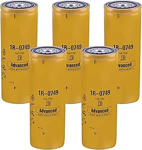 1R-0749 Fuel Filter Fit for Diesel Engines C-10/12/13/15/16, Fit for Caterpillar CAT Excavator 3176 3304 3406 3408 3412, Replaces # LFF5823B LFF2749 308-9679 33674 FF5264, Pack of 5