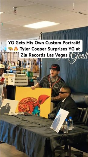 YG Gets His Own Custom Portrait! 🎨🔥 Tyler Cooper Surprises YG at Zia Records Las Vegas
