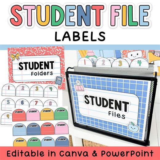 Student File Labels, Student Mailbox Labels, Absent Folders, File Folder Labels for Composition Notebook & Bright Classroom Decor Theme - Etsy UK