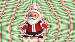 Hypnotic animation of cute Santa dancing salsa isolated with wave effect. Seamless psychedelic Christmas animation.