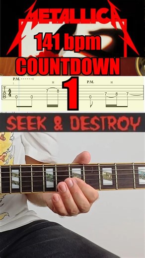 Seek & Destroy Intro Guitar (141 BPM) – Metronome Countdown Practice 🎸