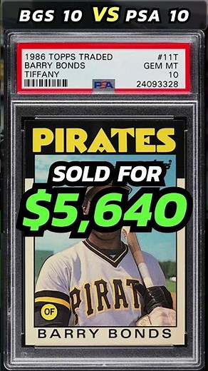 BGS 10 Vs PSA 10 Value Comparison: 1986 Topps Traded Tiffany Barry Bonds Rookie Card #sportscards