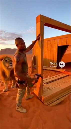 A Man Building A #housedesign In Jungle Surrounded By Lions #alternativeliving