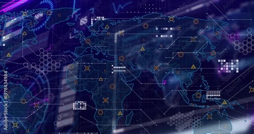 Frames driving global map expanding, filling with data blocks, visualizing connections for tech ops