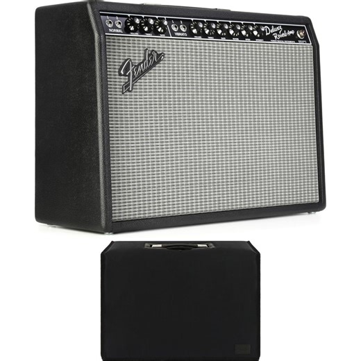 Fender '65 Deluxe Reverb 22-watt 1 x 12-inch Combo Amplifier with Deluxe Padded Cover - Black Tolex/Silver Grille, Sweetwater Exclusive Mod Shop