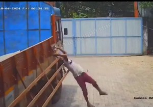 Damn! Truck Driver's Head Stuck In The Door