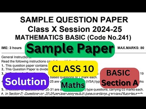 Class 10 Maths Sample Paper (Basic) 2024-25 | Solution | Section A | MCQs | CBSE