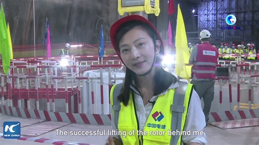 A Chinese-built lowest-altitude power plant in Israel entered the final construction stage as the 200-ton rotor of the first generating unit was successfully hoisted and installed. | China Xinhua Sci-Tech